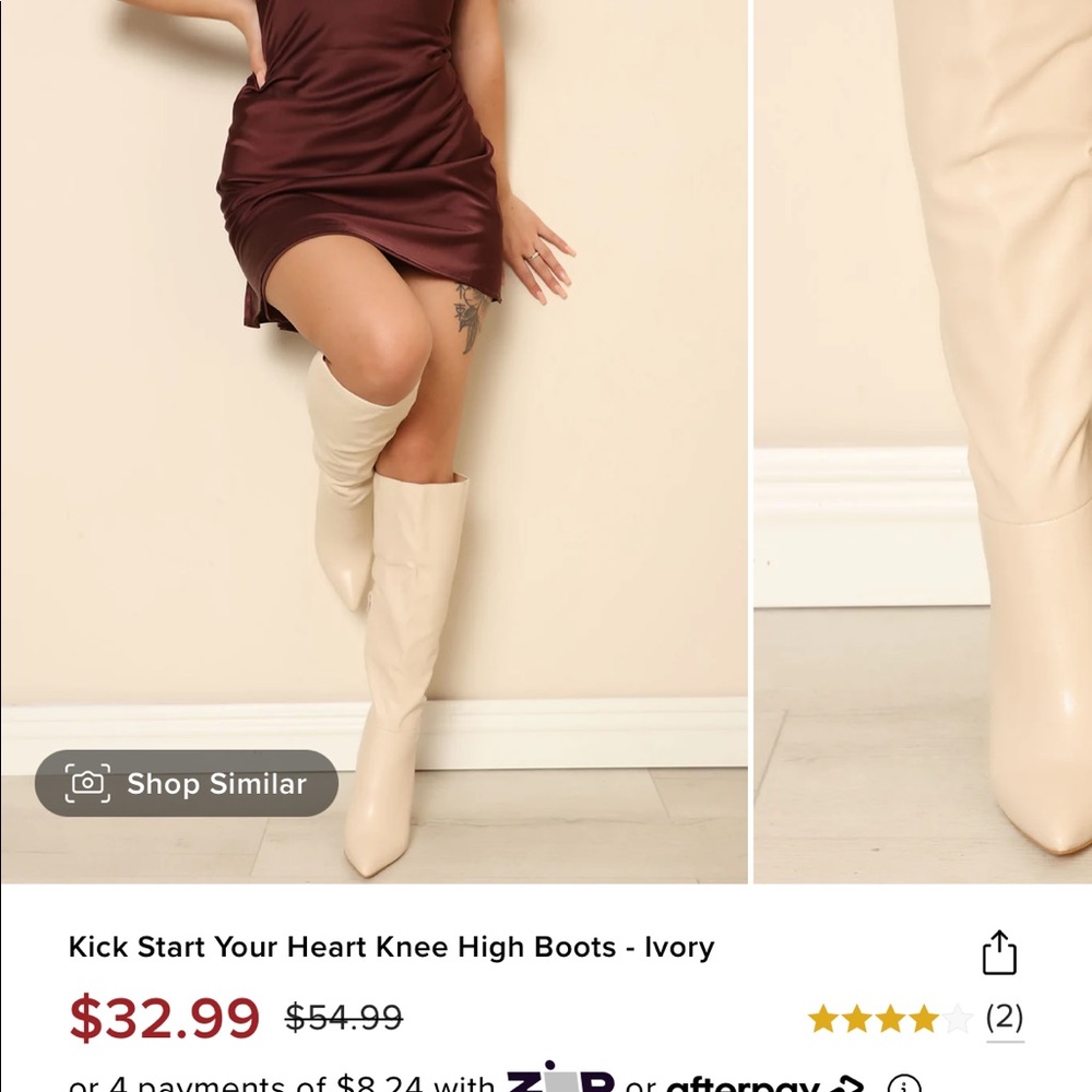 Fashion nova ivory knee high boots